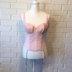 Couture by Cabernet Lingerie Longline Bra Bustier w/ Attached Garters 36C NEW